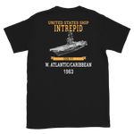 USS Intrepid (CVS-11) 1963 W. Atlantic/Caribbean Short-Sleeve T-Shirt – back view, black