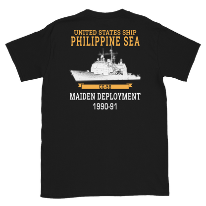 USS Philippine Sea (CG-58) 1990-91 Short-Sleeve Unisex T-Shirt – back view, black