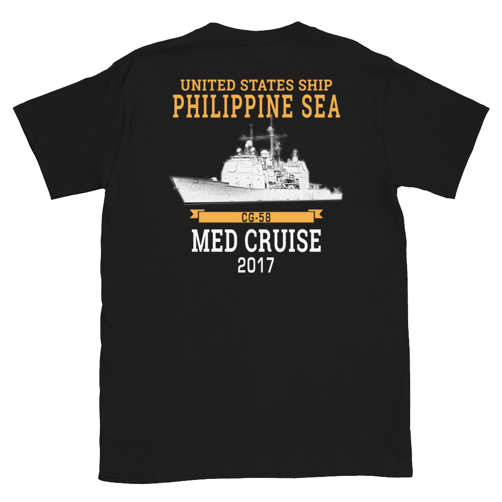 USS Philippine Sea (CG-58) 2017 Short-Sleeve Unisex T-Shirt – back view, black