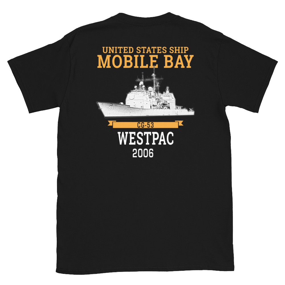 USS Mobile Bay (CG-53) 2006 Deployment Short-Sleeve T-Shirt – back view, black