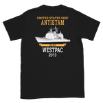 USS Antietam (CG-54) 2013 Deployment Short-Sleeve T-Shirt – back view, black