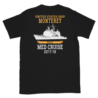 USS Monterey (CG-61) 2017-18 Short-Sleeve Unisex T-Shirt – back view, black