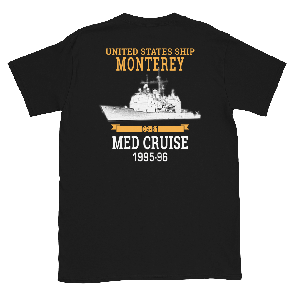 USS Monterey (CG-61) 1995-96 Short-Sleeve Unisex T-Shirt – back view, black