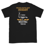 USS Oriskany (CVA-34) 1963-64 WESTPAC Short-Sleeve Unisex T-Shirt – back view, black