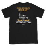 USS Oriskany (CVA-34) 1971 WESTPAC/VIETNAM Short-Sleeve Unisex T-Shirt – back view, black