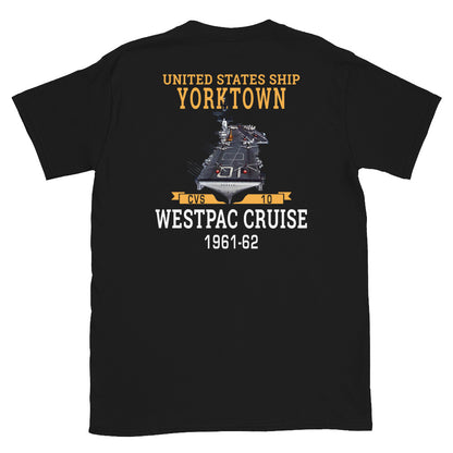 USS Yorktown (CVS-10) 1961-62 WESTPAC Short-Sleeve Unisex T-Shirt – back view, black