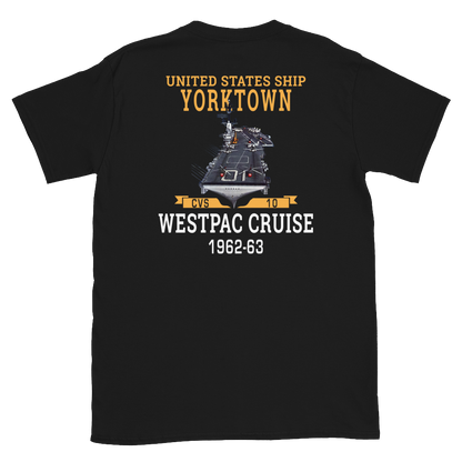 USS Yorktown (CVS-10) 1962-63 WESTPAC Short-Sleeve Unisex T-Shirt – back view, black