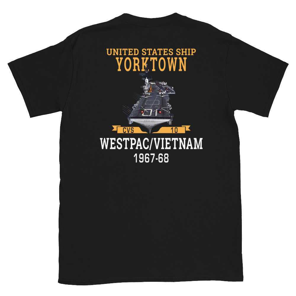 USS Yorktown (CVS-10) 1967-68 WESTPAC/VIETNAM Short-Sleeve Unisex T-Shirt – back view, black