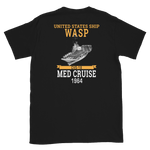 USS Wasp (CVS-18) 1964 MED Short-Sleeve Unisex T-Shirt – back view, black