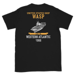 USS Wasp (CVS-18) 1966 W. ATLANTIC Short-Sleeve Unisex T-Shirt – back view, black