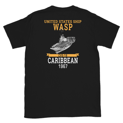 USS Wasp (CVS-18) 1967 CARIBBEAN Short-Sleeve Unisex T-Shirt – back view, black