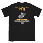 USS Wasp (CVS-18) 1970 N. & EASTERN ATLANTIC Short-Sleeve Unisex T-Shirt – back view, black