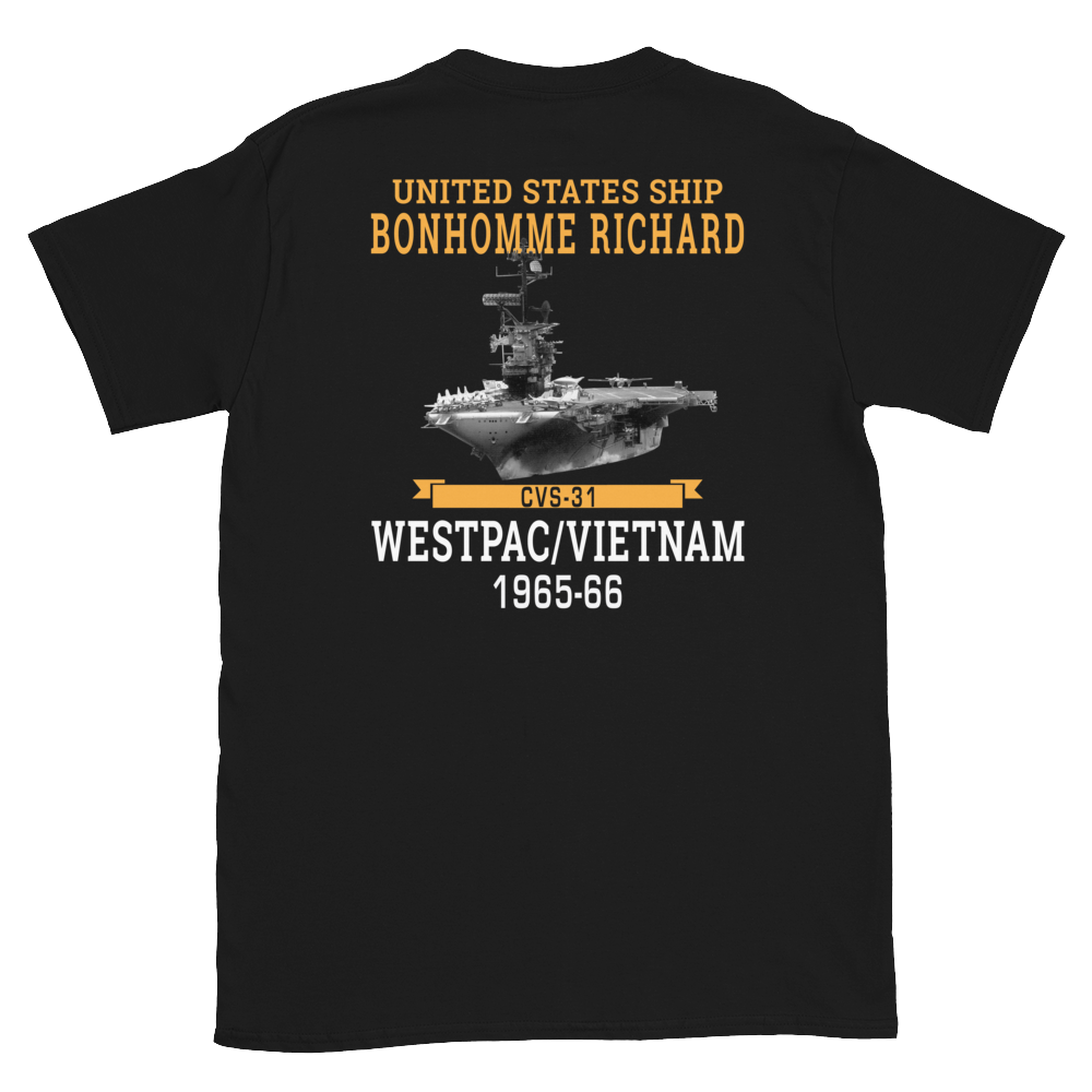 USS Bonhomme Richard (CVS-31) 1965-66 WESTPAC/VIETNAM Short-Sleeve Unisex T-Shirt – back view, black