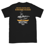 USS Bonhomme Richard (CVS-31) 1961 WESTPAC Short-Sleeve Unisex T-Shirt – back view, black