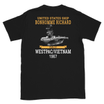 USS Bonhomme Richard (CVS-31) 1967 WESTPAC/VIETNAM Short-Sleeve Unisex T-Shirt – back view, black