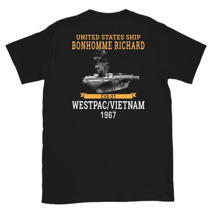 USS Bonhomme Richard (CVS-31) 1967 WESTPAC/VIETNAM Short-Sleeve Unisex T-Shirt – back view, black