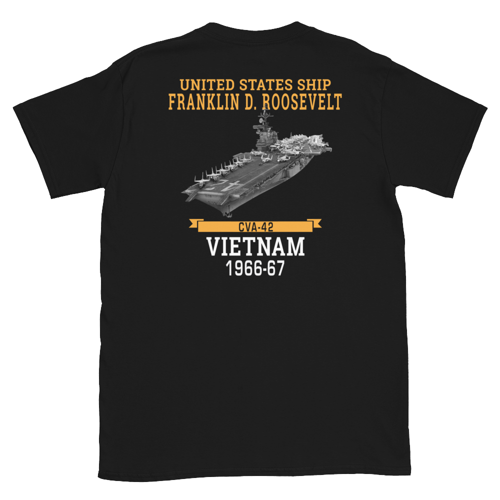 USS Franklin D. Roosevelt (CVA-42) 1966-67 VIETNAM T-Shirt – back view, black