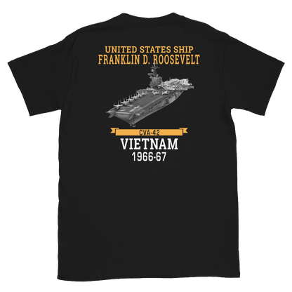 USS Franklin D. Roosevelt (CVA-42) 1966-67 VIETNAM T-Shirt – back view, black