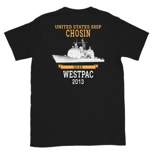 USS Chosin (CG-65) 2013 WESTPAC Short-Sleeve Unisex T-Shirt – back view, black