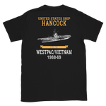 USS Hancock (CVA-19) 1968-69 WESTPAC/VIETNAM Short-Sleeve Unisex T-Shirt – back view, black