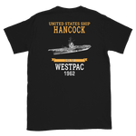 USS Hancock (CVA-19) 1962 WESTPAC Short-Sleeve Unisex T-Shirt – back view, black