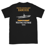 USS Hancock (CVA-19) 1972 WESTPAC/VIETNAM Short-Sleeve Unisex T-Shirt – back view, black