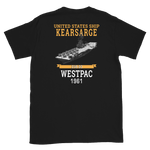USS Kearsarge (CVS-33) 1961 WESTPAC T-Shirt – back view, black