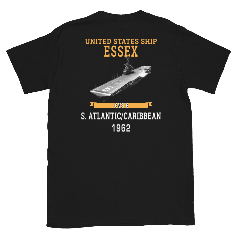 USS Essex (CVS-9) 1962 S. ATLANTIC/CARIBBEAN T-Shirt – back view, black