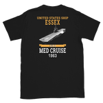 USS Essex (CVS-9) 1963 MED CRUISE T-Shirt – back view, black