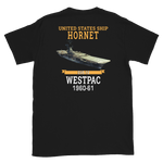 USS Hornet (CVS-12) 1960-61 WESTPAC T-Shirt – back view, black