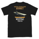 USS Hornet (CVS-12) 1962-63 WESTPAC T-Shirt – back view, black