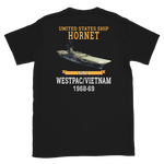 USS Hornet (CVS-12) 1968-69 WESTPAC/VIETNAM T-Shirt – back view, black