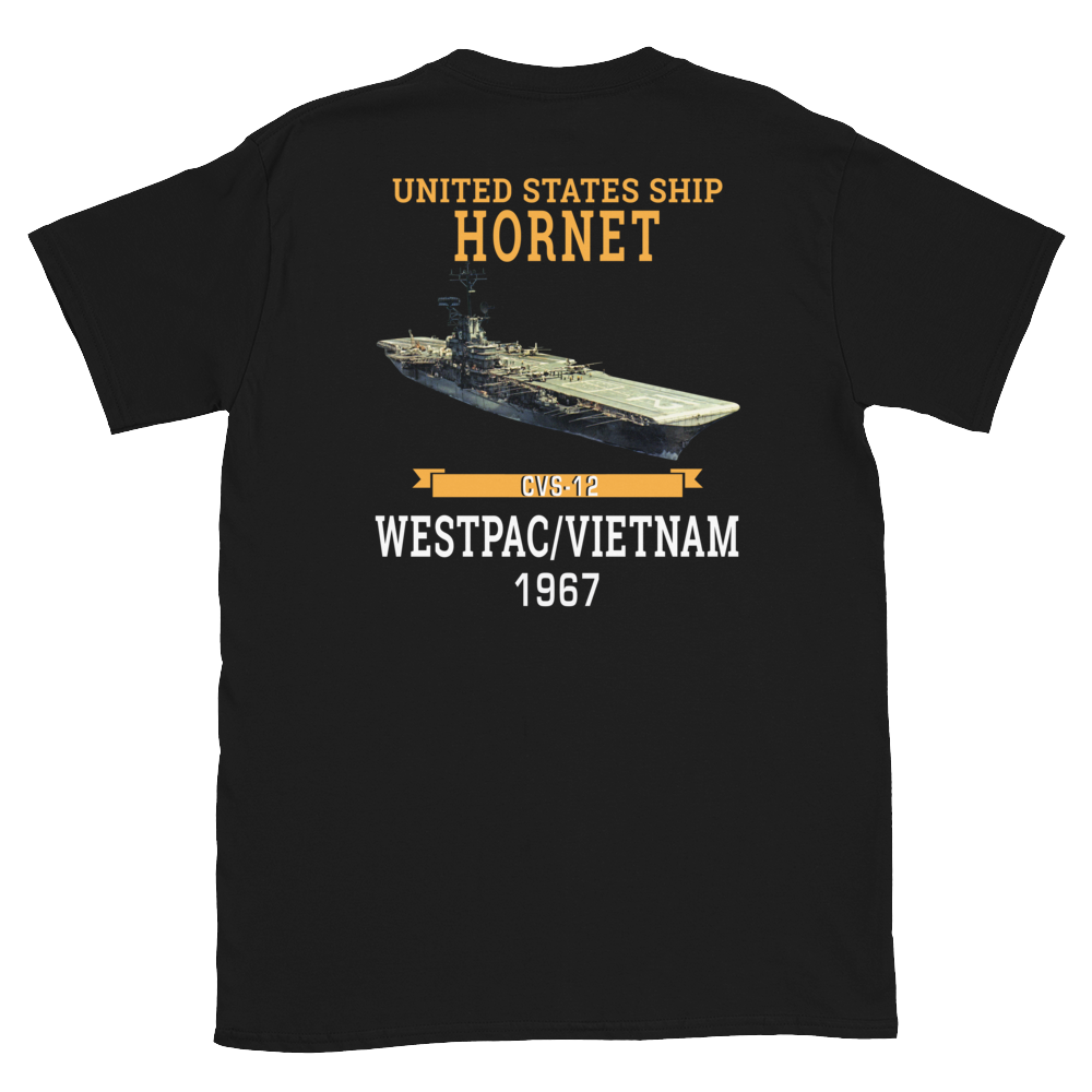 USS Hornet (CVS-12) 1967 WESTPAC/VIETNAM T-Shirt – back view, black