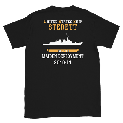USS Sterett (DDG-104) 2010-11 MAIDEN DEPLOYMENT Short-Sleeve Unisex T-Shirt – back view, black