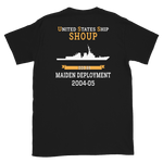 USS Shoup (DDG-86) 2004-05 MAIDEN DEPLOYMENT Short-Sleeve Unisex T-Shirt – back view, black