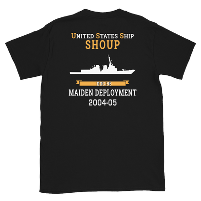 USS Shoup (DDG-86) 2004-05 MAIDEN DEPLOYMENT Short-Sleeve Unisex T-Shirt – back view, black