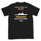 USS Ross (DDG-71) 1999 MAIDEN DEPLOYMENT Short-Sleeve Unisex T-Shirt – back view, black