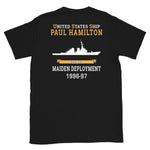 USS Paul Hamilton (DDG-60) 1996-97 MAIDEN DEPLOYMENT Short-Sleeve Unisex T-Shirt – back view, black