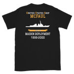 USS McFaul (DDG-74) 1999-2000 MAIDEN DEPLOYMENT Short-Sleeve Unisex T-Shirt – back view, black