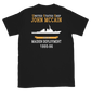 USS John S. McCain (DDG-56) 1995-96 MAIDEN DEPLOYMENT Short-Sleeve Unisex T-Shirt – back view, black