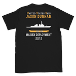 USS Jason Dunham (DDG-109) 2012 MAIDEN DEPLOYMENT Short-Sleeve Unisex T-Shirt – back view, black