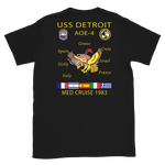 USS Detroit (AOE-4) 1983 Med Cruise T-Shirt – back view, black