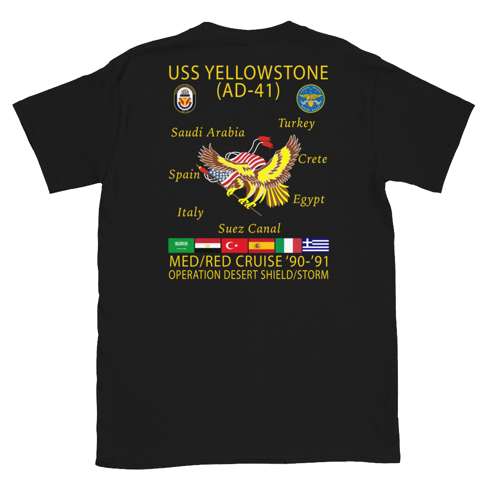 USS Yellowstone (AD-41) 1990-91 ODS/S Cruise Shirt – back view, black