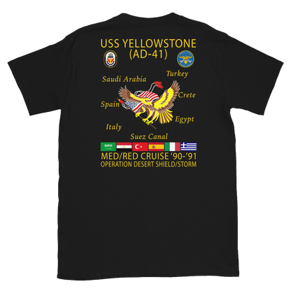 USS Yellowstone (AD-41) 1990-91 ODS/S Cruise Shirt – back view, black