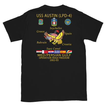 USS Austin (LPD-4) 2002-03 Cruise Shirt – back view, black