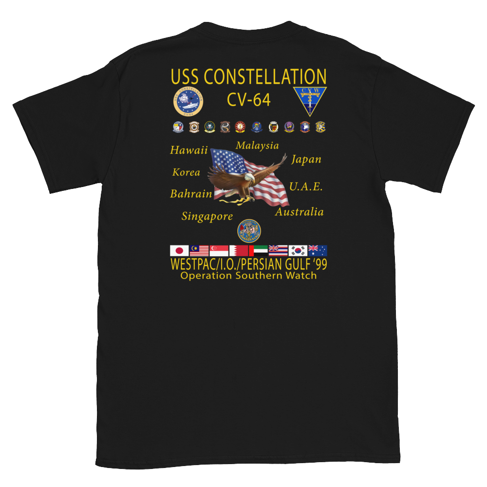 USS Constellation (CV-64) 1999 Cruise Shirt – back view, black
