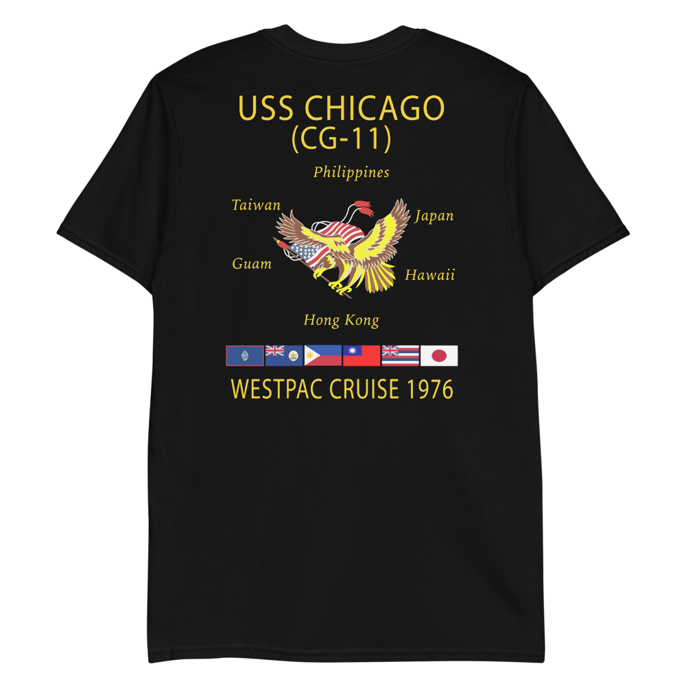 USS Chicago (CG-11) 1976 WESTPAC T-Shirt – back view, black