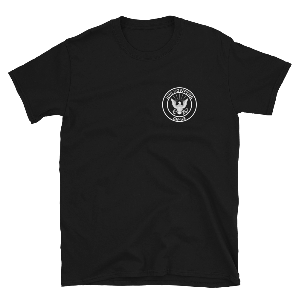 USS Cowpens (CG-63) 2011 WESTPAC Short-Sleeve T-Shirt – front view, black