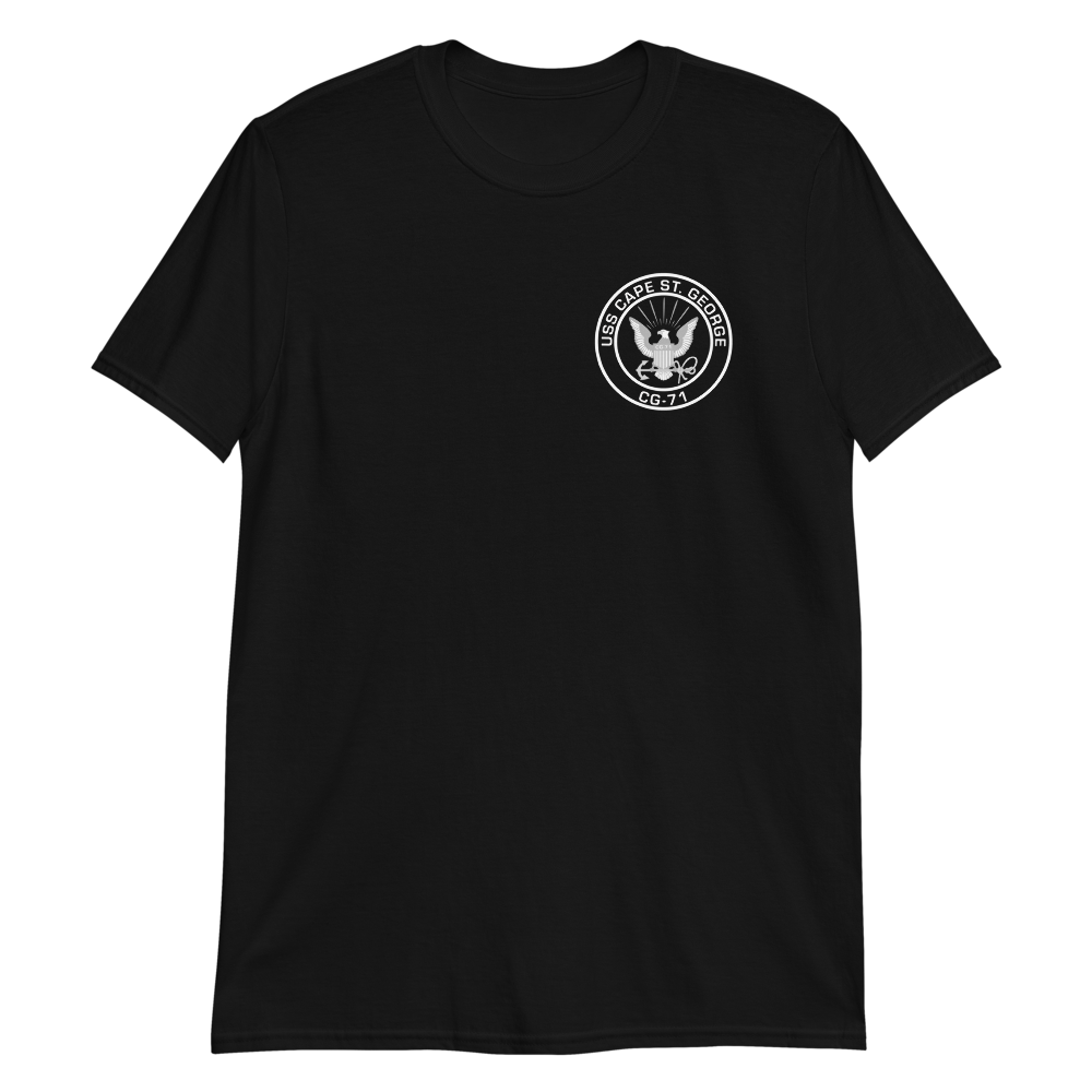 USS Cape St. George (CG-71) 2011-12 MED Short-Sleeve Unisex T-Shirt – front view, black