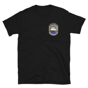 USS Detroit (AOE-4) 1983 Med Cruise T-Shirt – front view, black